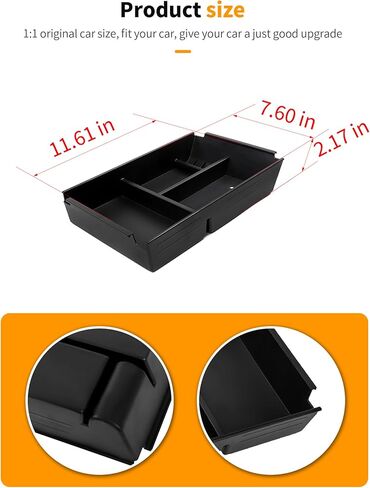 Hoolcar for Ford F150 2009-2014 Center Console Organizer Armrest Storage Tray Interior Accessories ABS Plastic Black in Saudi Arabia