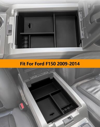 Hoolcar for Ford F150 2009-2014 Center Console Organizer Armrest Storage Tray Interior Accessories ABS Plastic Black in Saudi Arabia