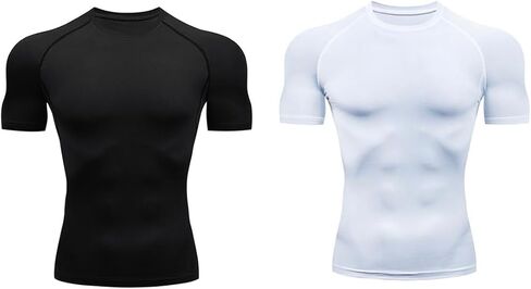 2 Pack Men's Shaping Fitness T-Shirt - Breathable, Comfortable, And Shapely Top For Lifting And Shaping Your Buttocks, Suitable For Gym Workouts in Saudi Arabia