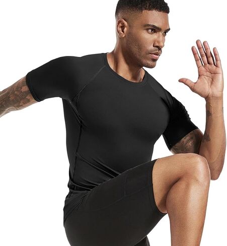 2 Pack Men's Shaping Fitness T-Shirt - Breathable, Comfortable, And Shapely Top For Lifting And Shaping Your Buttocks, Suitable For Gym Workouts in Saudi Arabia