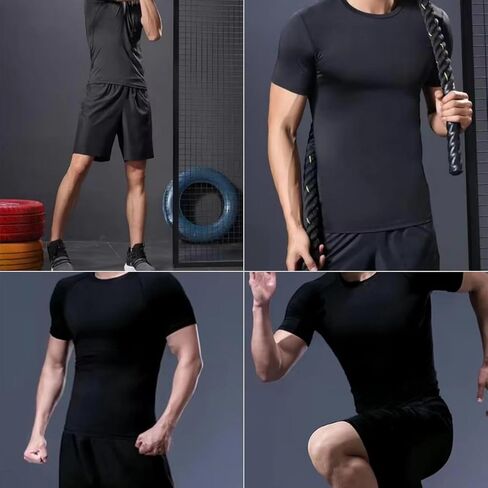 2 Pack Men's Shaping Fitness T-Shirt - Breathable, Comfortable, And Shapely Top For Lifting And Shaping Your Buttocks, Suitable For Gym Workouts in Saudi Arabia