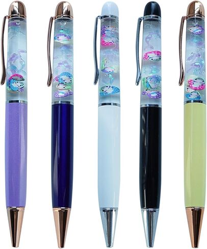 سلحفاة تتوهج في الظلام لطيف ثلاثية الأبعاد العائمة السائل الكتابة اليومية قلم مكتب هدايا فريدة مجموعة من 5 أقلام in Kuwait