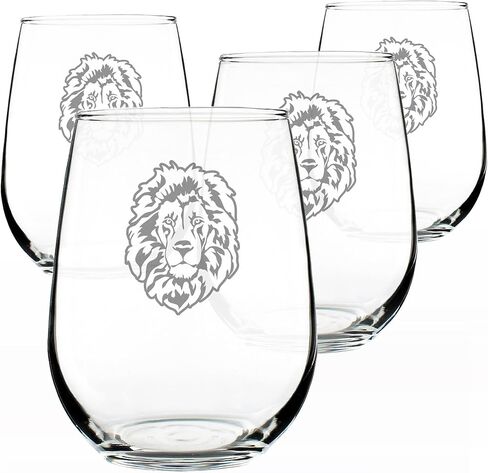 Lion Stemless Wine Glass - Fun Safari Themed Decor and Gifts for Lovers of African Wild Animals - Large 17 Oz Glasses in Saudi Arabia