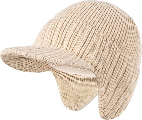 قبعة شتوية بحافة وغطاء للأذن للرجال، قبعة محبوكة مع بطانة من الصوف للدفء، قبعات للرجال والنساء in Kuwait