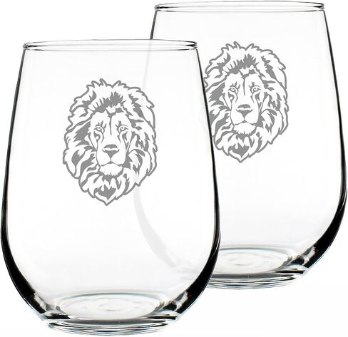 Lion Stemless Wine Glass - Fun Safari Themed Decor and Gifts for Lovers of African Wild Animals - Large 17 Oz Glasses in Saudi Arabia