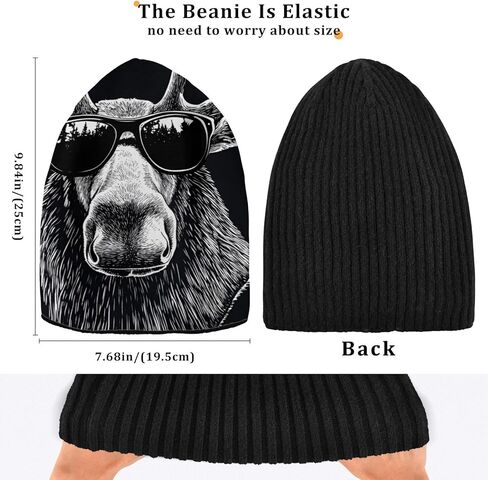 Moose Sunglasses Funny Beanie for Men Women Fashion Unisex Winter Hat Reversible Skull Knit Cap Multi-Colored in Saudi Arabia