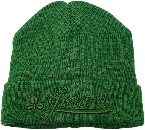 SUPER GREEN Ireland Beanie with Shamrock Green Knit Hat, One Size in Saudi Arabia