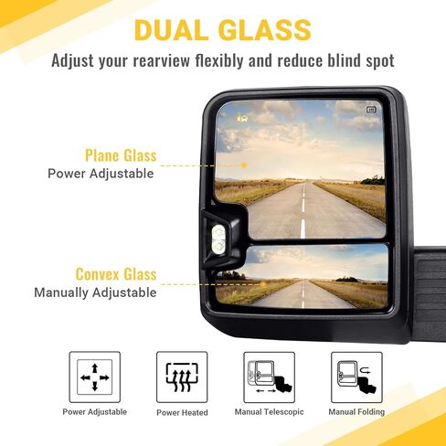 Towing Mirror for 2020-2025 Chevy Silverado/GMC Sierra 2500HD 3500HD Driver Side and passenger Side Replacement Mirrors, Manual Folding & Telescoping, No Camera, Black in Kuwait