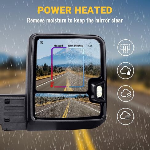 Towing Mirror for 2020-2025 Chevy Silverado/GMC Sierra 2500HD 3500HD Driver Side and passenger Side Replacement Mirrors, Manual Folding & Telescoping, No Camera, Black in Kuwait