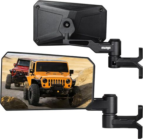 أبواب مرايا رانجلر المطورة متوافقة مع جيب رانجلر JK JL JT Gladiator & Unlimited 2007-2026، مجموعة مرايا الطريق بدون باب، رؤية جانبية مصنوعة بالكامل من سبائك الألومنيوم، لا تهتز ومضادة للاهتزاز، مجال أكبر in Kuwait