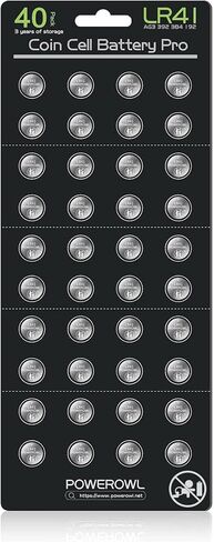 POWEROWL High Capacity LR41 Batteries 40 Pack, AG3 L736 392 384 192 Premium Alkaline Battery 1.5V Button Coin Cell Batteries in Kuwait