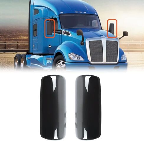 Black Door Mirror Covers for Kenworth T680 T880 W990 2013-2020, Side Rear View Mirrors Cover Fit for Kenworth Semi Trucks Accessories Driver Left& Passenger Right Side (A Pair) in Kuwait
