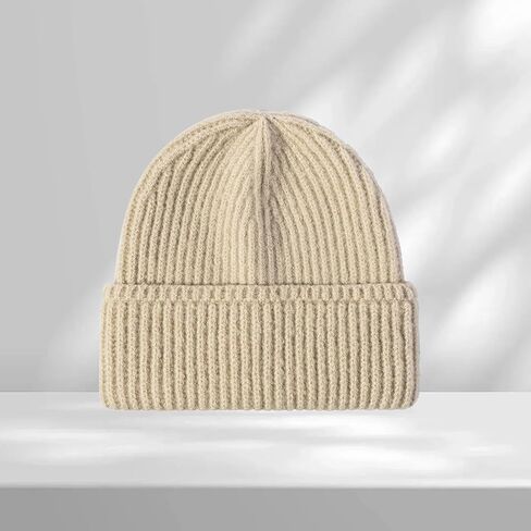 Classic Ribbed Knit Hat for Men Cozy Stretch Beanie with Folded Hem in Saudi Arabia