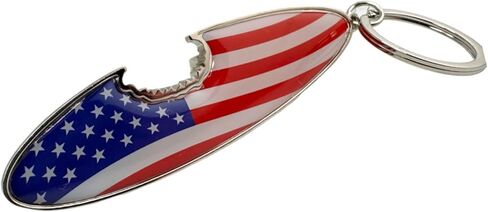 Westmon Works USA Surfboard Keychain 4th of July لوح معدني وطني مع حلقة مفاتيح لدغة القرش in Saudi Arabia