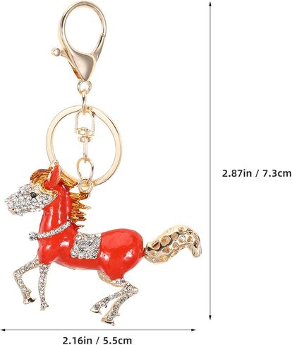 Rhinestone Horse Keychain Chinese Horse Keychains 2026 New Year 2026 Keyring Pendant Bag Charms for Spring Festival in Saudi Arabia