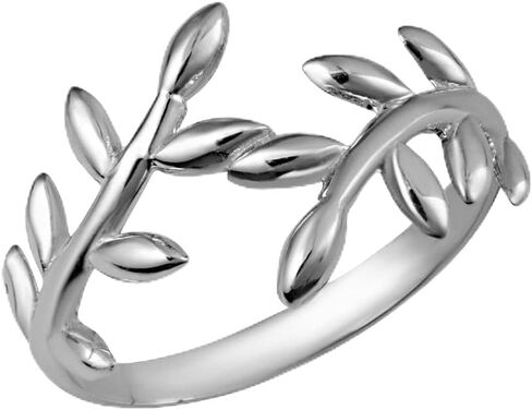 10K Yellow, White, and Rose Gold Wrap Around Olive Leaf Branch Vine 2.5mm Band Statement Ring for Women Girls, Available in Sizes 4-12 in Saudi Arabia