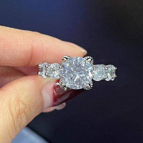 Luxury Round Cubic Zirconia Rings for Women Bridal Wedding Band in Saudi Arabia
