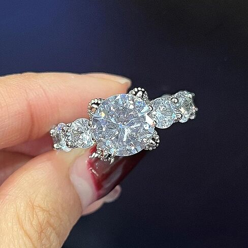Luxury Round Cubic Zirconia Rings for Women Bridal Wedding Band in Saudi Arabia