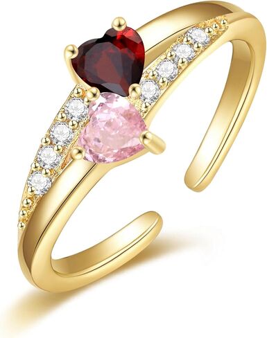 خواتم جوهرة الذهب للنساء غير تشويه خاتم قابل للتعديل الأزرق الأرجواني الذهب القلب تشيكوسلوفاكيا خاتم الزفاف الخطوبة وعد خواتم أفضل صديق هدايا عيد ميلاد للنساء in Kuwait