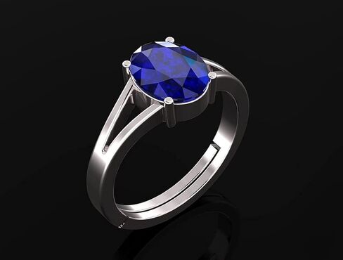7.25 Carat Silver Plated Blue Sapphire Natural Lab Tested Astrological Loose Gemstone adjustable Ring For Men Or Women's in Saudi Arabia