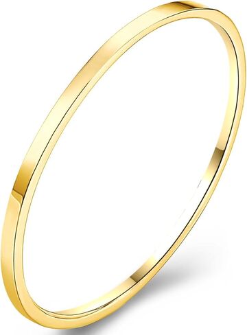 ENDLESSNESS & ETERNITY 1mm 14K Gold Plated Wedding Band Stackable Band Ring Plain Band Ring Comfort Fit Size 3 in Kuwait