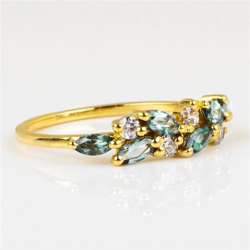 Chic Inlaid Light Blue Cubic Zirconia Rings for Women Delicate Golden Color Accessories for Daily Life in Saudi Arabia