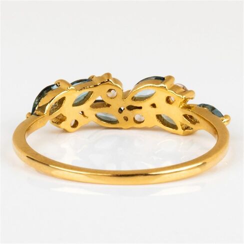 Chic Inlaid Light Blue Cubic Zirconia Rings for Women Delicate Golden Color Accessories for Daily Life in Saudi Arabia