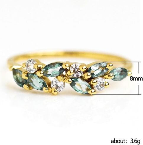 Chic Inlaid Light Blue Cubic Zirconia Rings for Women Delicate Golden Color Accessories for Daily Life in Saudi Arabia