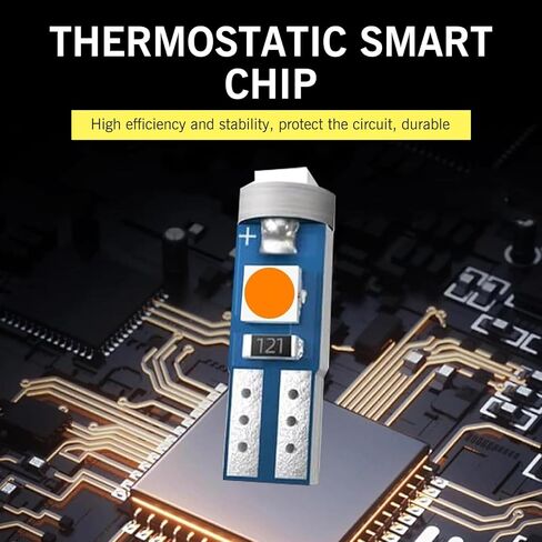 10 PCS T5 LED Bulb, 74 73 37 2721 High Brightness Waterproof Dashboard Indicator Lights, DC 12 V Canbus No Error Plug and Play Energy-saving Long-life Light Bulbs, for Cars Trucks (Yellow) in Kuwait