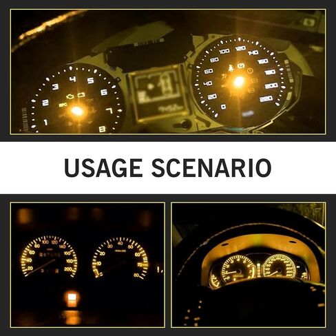 10 PCS T5 LED Bulb, 74 73 37 2721 High Brightness Waterproof Dashboard Indicator Lights, DC 12 V Canbus No Error Plug and Play Energy-saving Long-life Light Bulbs, for Cars Trucks (Yellow) in Kuwait