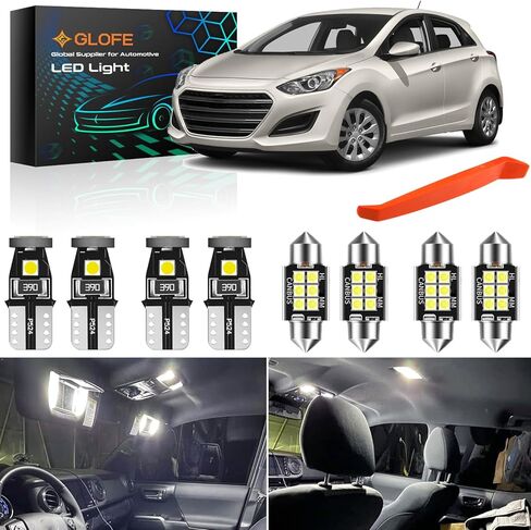White Interior LED Bulbs Map Dome Kit Replacement for Hyundai Elantra 2015 2016 2017 2018 2019 2020 2021 6000K Bright White Trunk Lights, License Plate Lights Package + Free Install Tool in Saudi Arabia