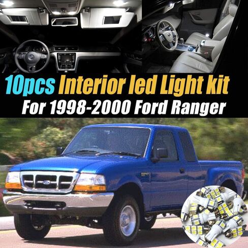 10Pc Super White 6000k Car Interior LED Light Bulb Kit Pack Compatible for 1998-2000 Ford Ranger in Kuwait