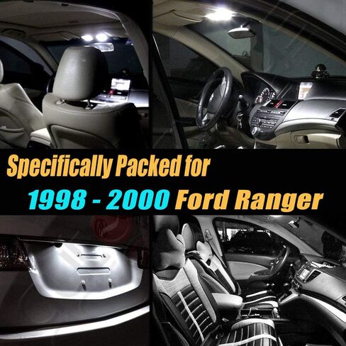 10Pc Super White 6000k Car Interior LED Light Bulb Kit Pack Compatible for 1998-2000 Ford Ranger in Kuwait