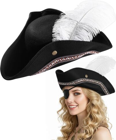 Adult Brown Tricorn Pirate Hat for Halloween Costume Accessories - Sturdy Box Packaging - for Women Men Kids in Saudi Arabia