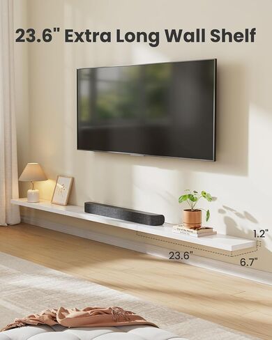 AMADA HOMEFURNISHING 23.6" L Floating Shelves, Wall Shelves Set of 3 for Bathroom/Living Room/Bedroom/Kitchen, White Floating Shelves for Wall Decor with Invisible Brackets - AMFS44W in Kuwait