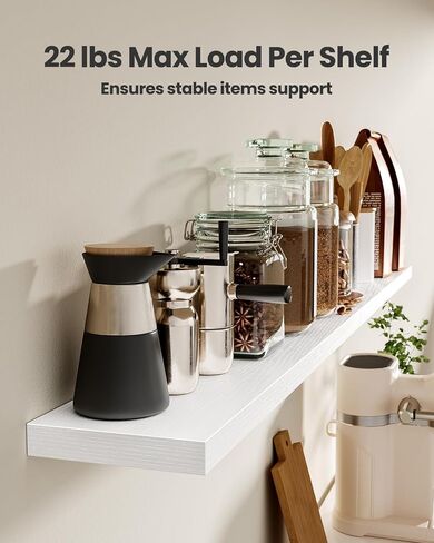 AMADA HOMEFURNISHING 23.6" L Floating Shelves, Wall Shelves Set of 3 for Bathroom/Living Room/Bedroom/Kitchen, White Floating Shelves for Wall Decor with Invisible Brackets - AMFS44W in Kuwait