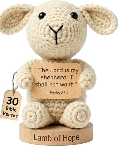 Christian Gifts for Women Men | 30 Bible Verses Signs for Every Mood - Positive Crochet Lamb for Daily Encouragement, Emotional Support | Religious Catholic Gift Idea for Easter | Sheep Crochet Animal in Kuwait