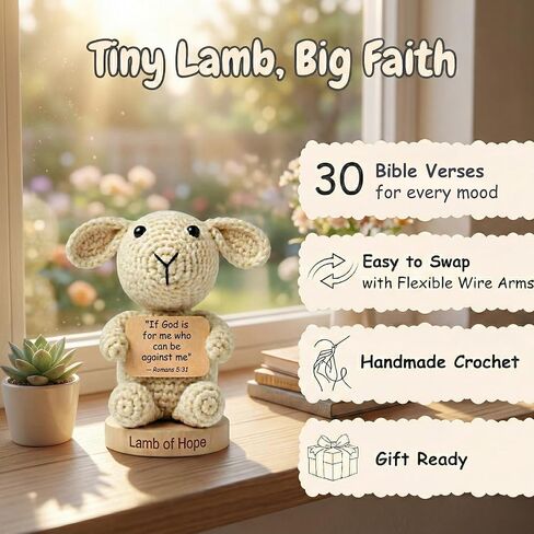 Christian Gifts for Women Men | 30 Bible Verses Signs for Every Mood - Positive Crochet Lamb for Daily Encouragement, Emotional Support | Religious Catholic Gift Idea for Easter | Sheep Crochet Animal in Kuwait
