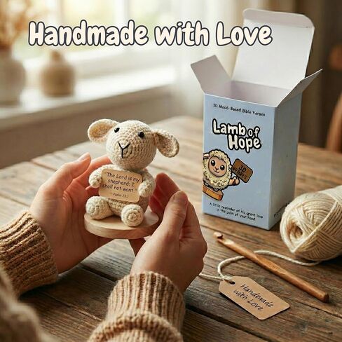 Christian Gifts for Women Men | 30 Bible Verses Signs for Every Mood - Positive Crochet Lamb for Daily Encouragement, Emotional Support | Religious Catholic Gift Idea for Easter | Sheep Crochet Animal in Kuwait