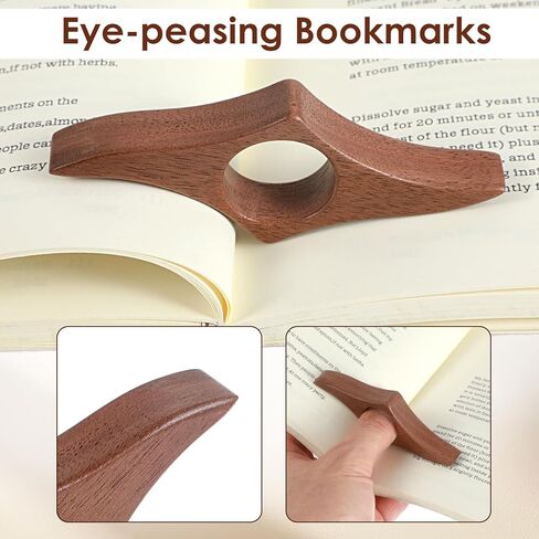 Ouligay 2PCS الخشب الإبهام كتاب صفحة حامل الجوز كتاب صفحة حامل لقراءة الإبهام كتاب حامل كتاب الملحقات لمحبي القراءة هدايا عيد الميلاد لمحبي الكتب، دودة الكتب، الأدبية، المعلمين in Kuwait