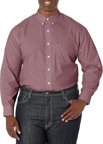 Izod Men's Big and Tall Button Down Long Sleeve Stretch Performance Solid Shirt in Saudi Arabia