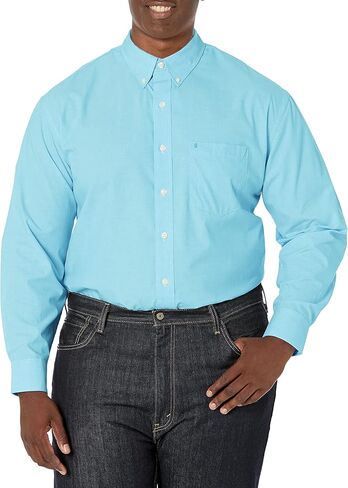 Izod Men's Big and Tall Button Down Long Sleeve Stretch Performance Solid Shirt in Saudi Arabia