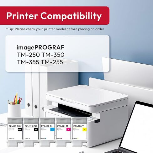 خزان حبر صبغي PFI-121 (مع رقاقة) بديل لخرطوشة الحبر Canon PFI121 PFI120 PFI-120 لطابعة imagePROGRAF TM-250 TM-350 TM-355 TM-255 (PFI-121M PFI-120MBK PFI-120BK PFI-120C PFI-120Y) in Kuwait