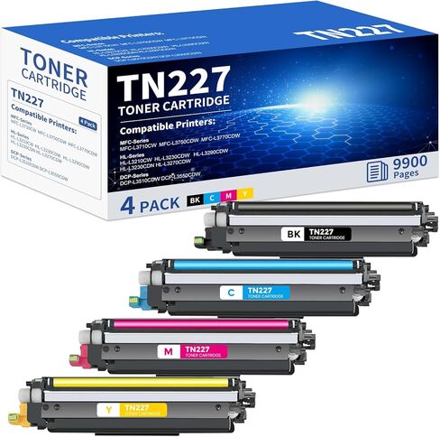 TN227 Toner Cartridge High Yield 4 Pack Replacement for Brother TN227 TN-227 TN-227BK/C/M/Y TN223 TN 227 Toner Cartridge Use for HL-L3270CDW HL-L3230CDW HL-L3210CW HL-L3290CDW MFC-L3710CDW (4 Pack) in Kuwait