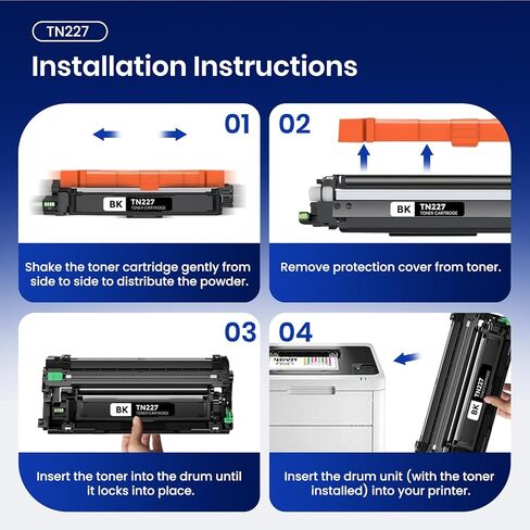 TN227 Toner Cartridge High Yield 4 Pack Replacement for Brother TN227 TN-227 TN-227BK/C/M/Y TN223 TN 227 Toner Cartridge Use for HL-L3270CDW HL-L3230CDW HL-L3210CW HL-L3290CDW MFC-L3710CDW (4 Pack) in Kuwait