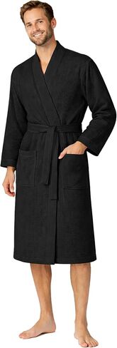 Turkish Linen Waffle Knit Lightweight Kimono Spa & Bath Robes for Men - Quick Dry - Soft in Kuwait
