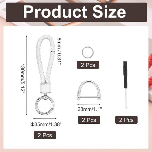 MECCANIXITY Weave Key Chain Ring Braided Rope Leather Keychain with 360 Degree Rotatable D-ring and Screwdriver Zinc Alloy in Saudi Arabia