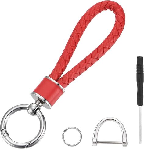 MECCANIXITY Weave Key Chain Ring Braided Rope Leather Keychain with 360 Degree Rotatable D-ring and Screwdriver Zinc Alloy in Saudi Arabia
