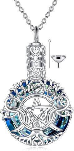 YFN Urn Necklace for Ashes Sterling Silver Tree of Life Cross/Compass Urn Cremation Necklace Jewelry for Women Men in Kuwait