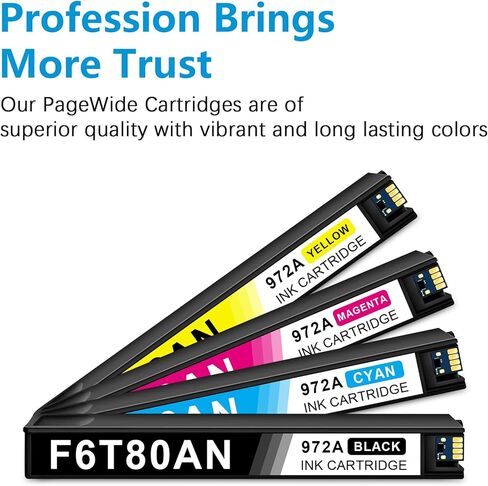972A Black and Color PageWide Cartridge (4-Pack) Compatible Replacement for 972A Ink Cartridge 972X use for PageWide Pro 452dn 452dw 452dwt 477dn 477dw 477dwt 552dw 577dw 577z Printer Ink (BCMY) in Kuwait